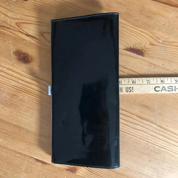 Vtg  Patent Leather Black Clutch - Picture 8 of 9